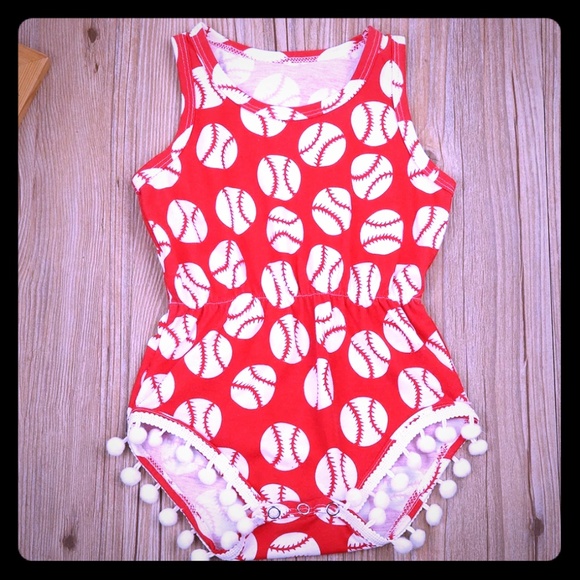 baby girl baseball romper